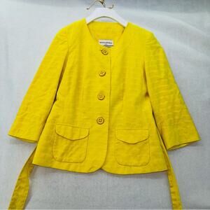 EUC Women’s Banana Republic Jacket Blazer 3/4 Sleeve Tie Waist 0 Petite Yellow